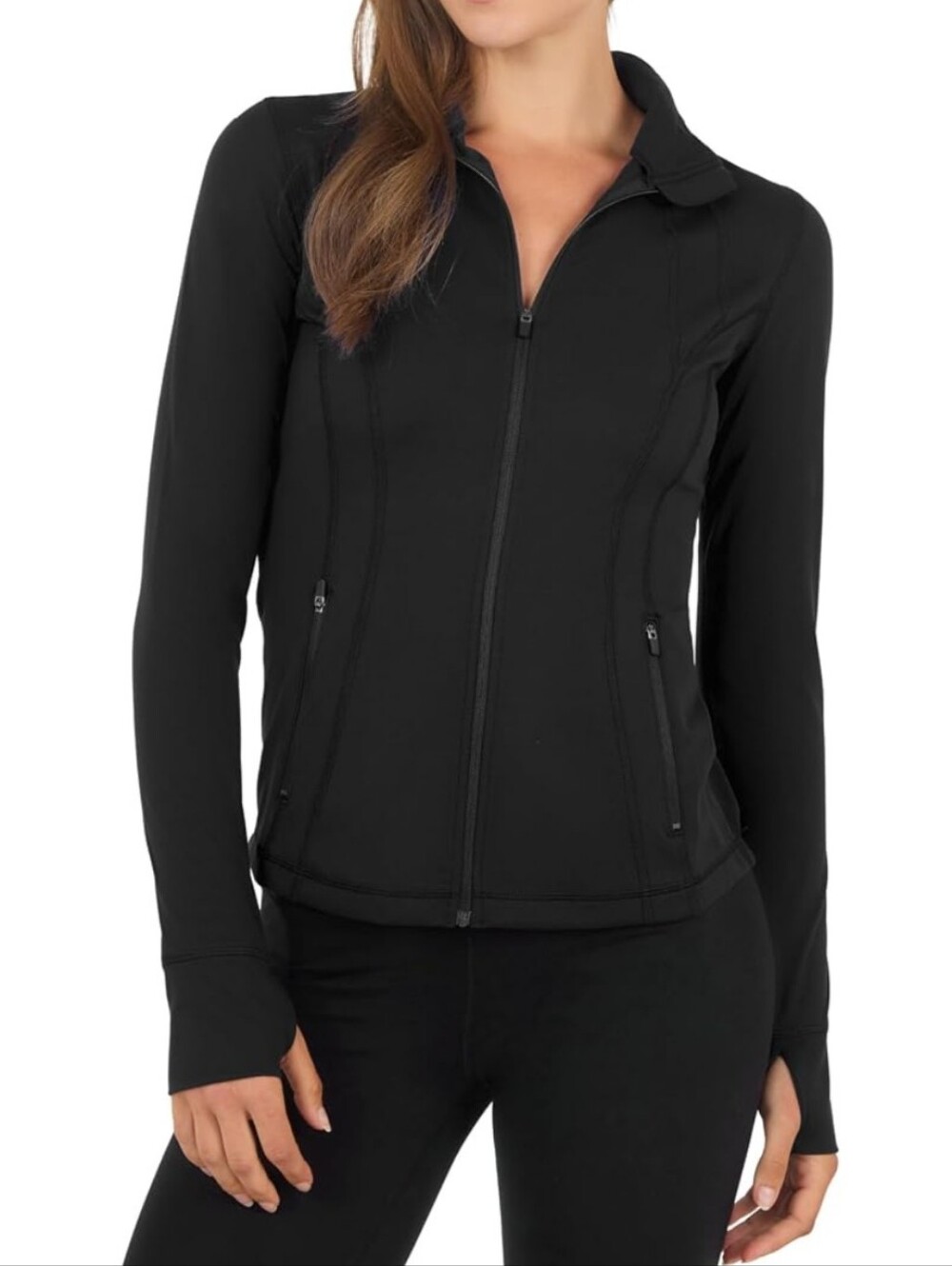 90 Degree By Reflex Full Zip Running Track Jacket, Black, Size Medium